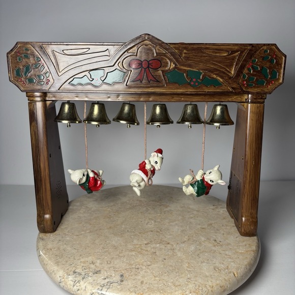 Vintage HTF Gemmy Animated Musical Mice Mouse Christmas Bell Ringers Rare WORKS - Picture 6 of 15